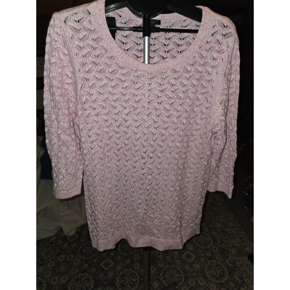 Talbots Plus Sweater. Size‎ 2X Cotton Linen Blend. 3/4 Sleeves. Cottagecore,...